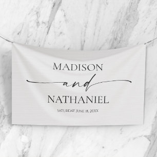 Banderoles Mariage Moderne Minimaliste Élégant Blanc Noir