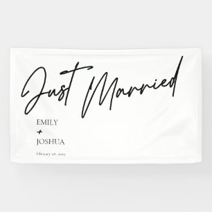 Banderoles Mariage Moderne Noir et Blanc Just Married