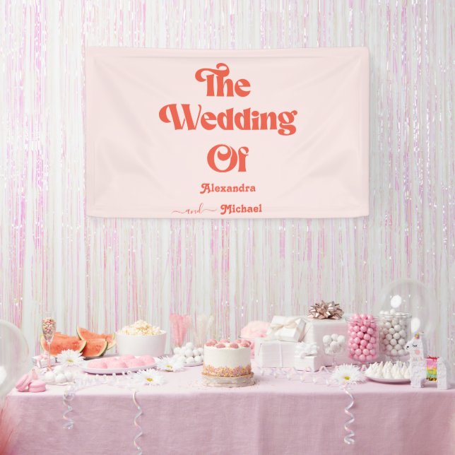 Banderoles Mariage Moderne Rétro avec Typographie Rose et Ora (Fête)
