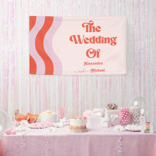 Banderoles Mariage Moderne Rétro Typographie Rose Et Orange B