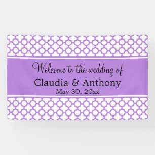 Banderoles Mariage Motif Monogram Lavender Quatrefoil