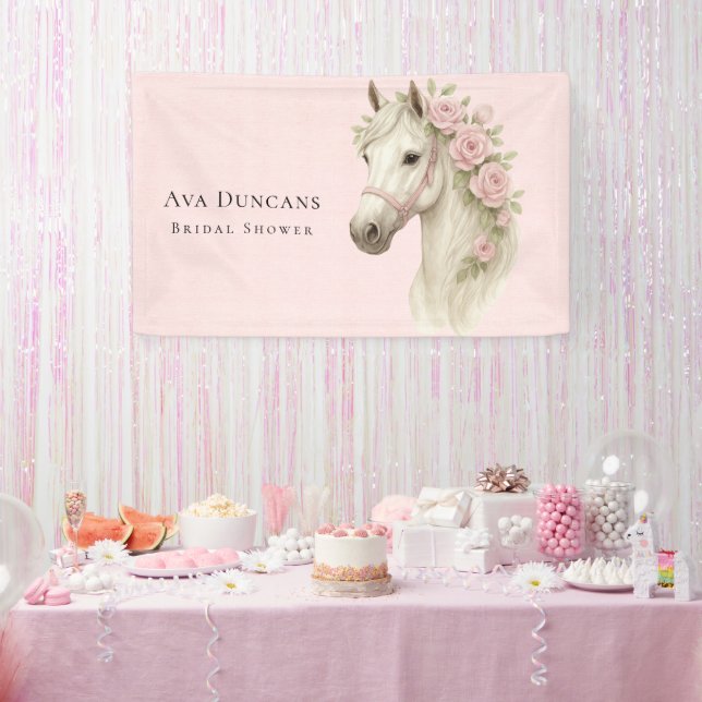 Banderoles Mariage Pastel Rose Toile Cheval & Fleurs Shower (Fête)