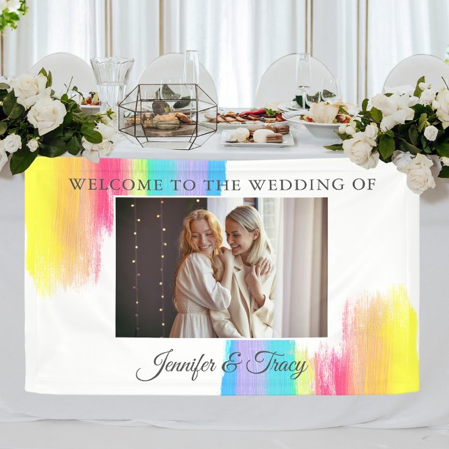 Banderoles Mariage photo chic Rainbow Fiançailles (Créateur téléchargé)