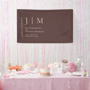 Banderoles Mariage Photo Evénement Moderne Formel Marron Choc
