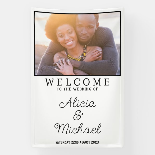 Banderoles Mariage photo Happy Couple Bienvenue Vertical (Verticale)