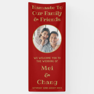 Banderoles Mariage photo Red And Gold Couple Bienvenue