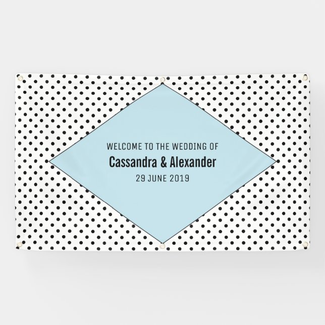 Banderoles Mariage Pois moderne bleu (Horizontal)