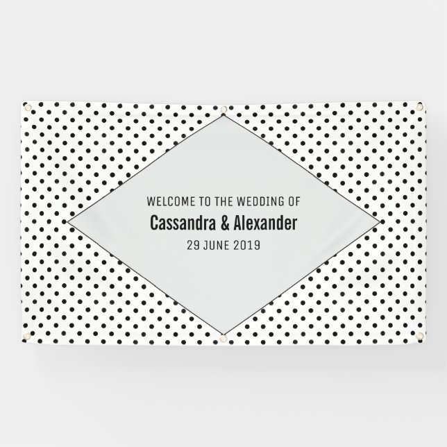 Banderoles Mariage Pois moderne gris (Horizontal)
