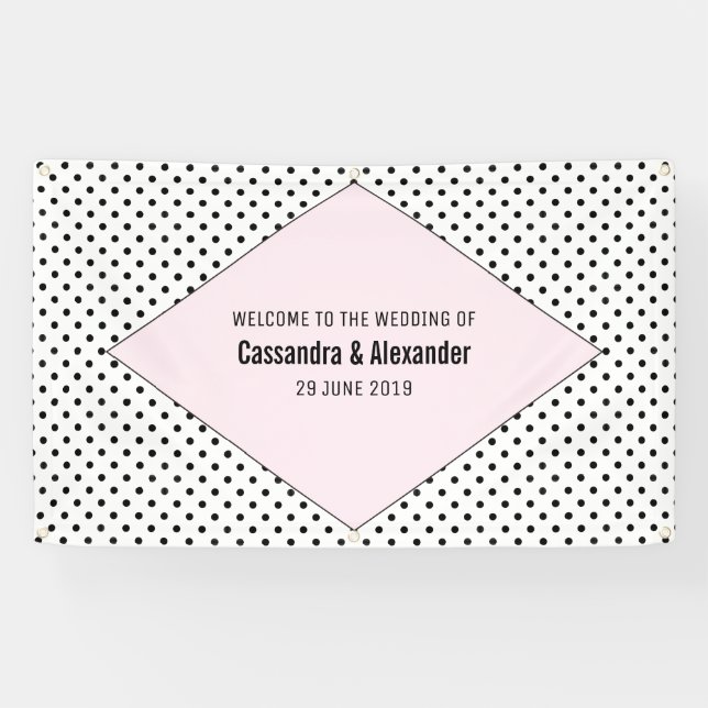 Banderoles Mariage Pois rose moderne (Horizontal)