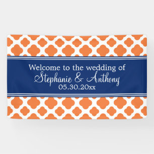 Banderoles Mariage Quatrefoil bleu orange et royal
