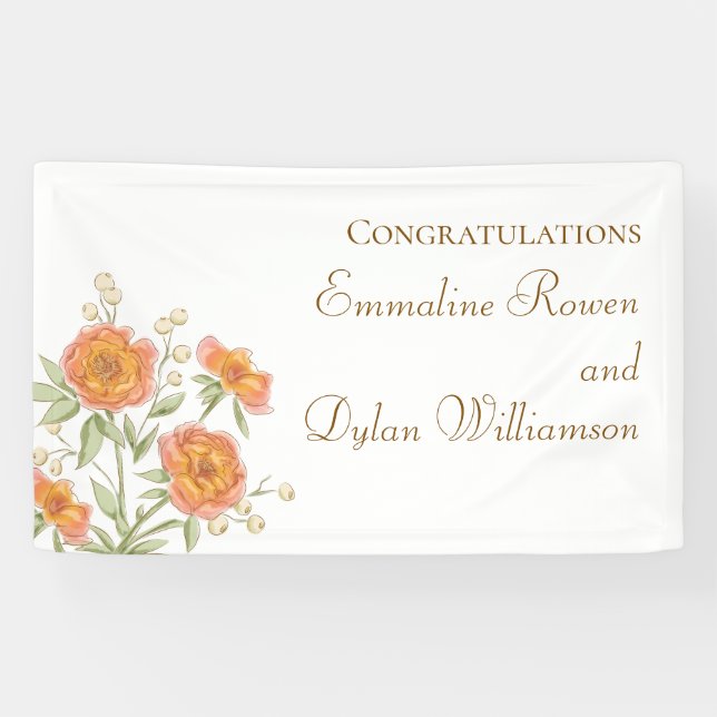Banderoles Mariage Rose Orange (Horizontal)