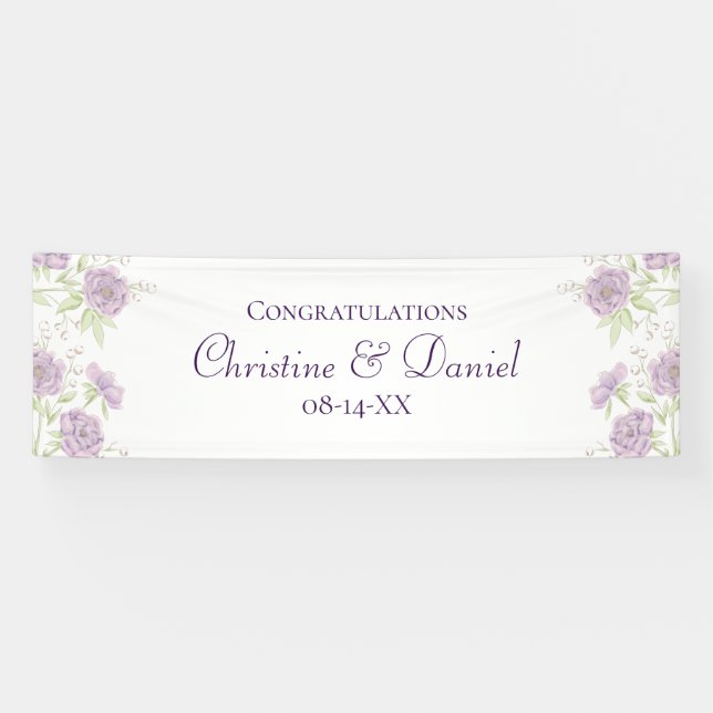 Banderoles Mariage Rose Violet Lavande (Horizontal)