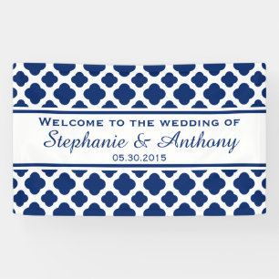 Banderoles Mariage Royal Blue Quatrefoil Bienvenue