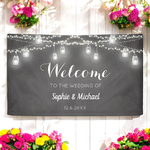 Banderoles Mariage rustique Noir Blanc Accueil