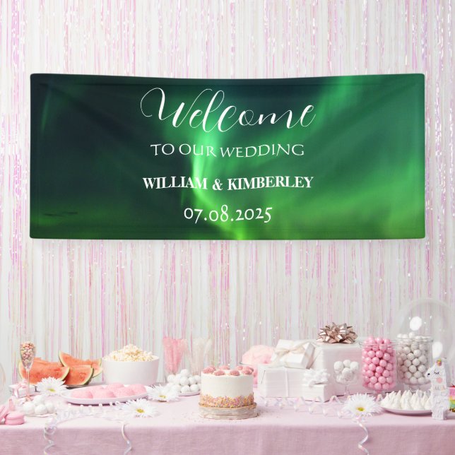 Banderoles Mariage sous les aurores boréales (Fête)