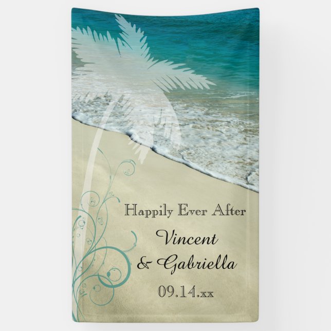 Banderoles Mariage sur une plage tropicale (Vertical)