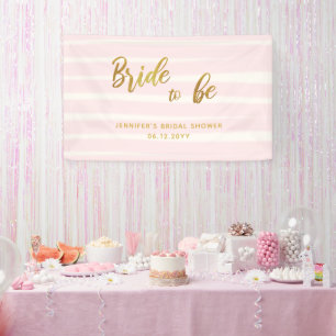 Banderoles Mariée à être rose rayures Boho Chic Fête des mari