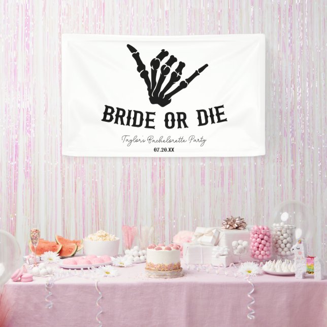 Banderoles Mariée ou mort Rockstar Skeleton Bachelorette Part (Fête)