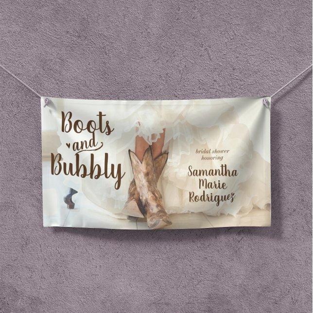 Banderoles Mariée Texas Boots & Bubbly Shower de Mariage en B (Créateur téléchargé)