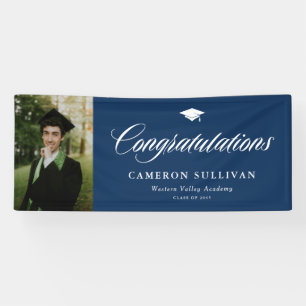 Banderoles Marine Blue Bold Calligraphie Photo Graduation