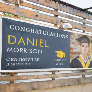 Banderoles Marine Blue Gold Black Photo Graduate Graduate