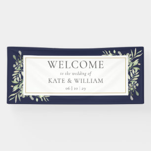 Banderoles Marine Blue Green Foliage Mariage Bienvenue