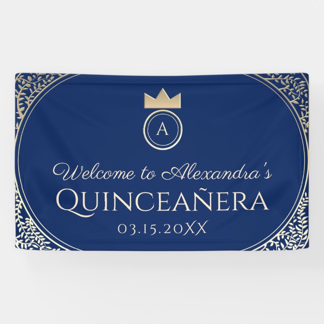 Banderoles Marine Blue Quinceanera (Horizontal)