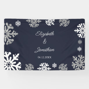 Banderoles Marine Blue Snowflakes Mariage d'hiver