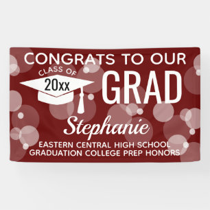 Banderoles Maroon Modern Bubbles Félicitations Grad Grad Grad