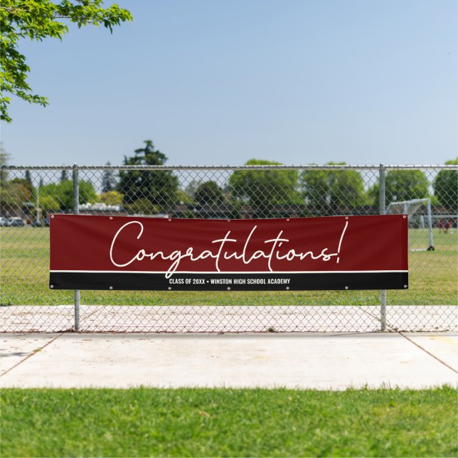 Banderoles Maroon Red Félicitations Classe de 2024 Grads (En situation)