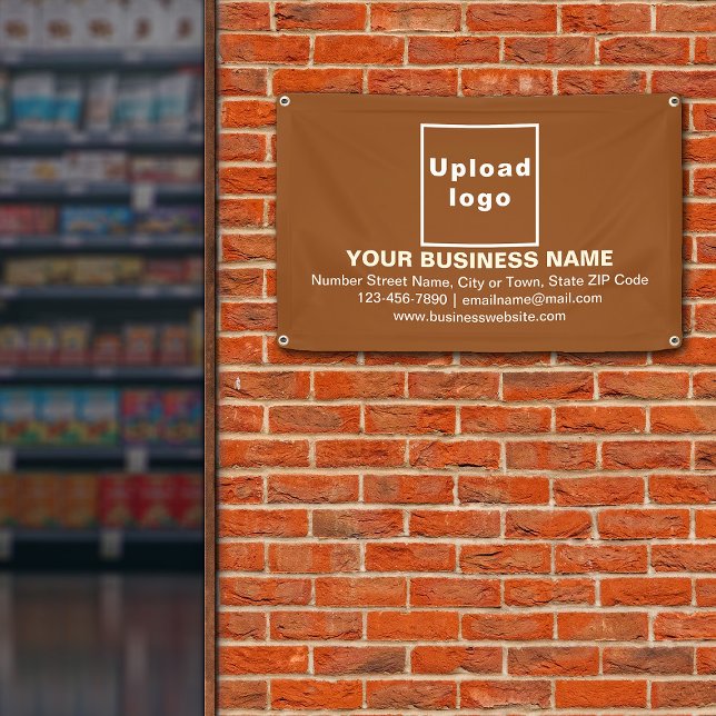 Banderoles Marque d'affaires alignée sur le rectangle Brown (Brown banner with your business brand in center aligned style)