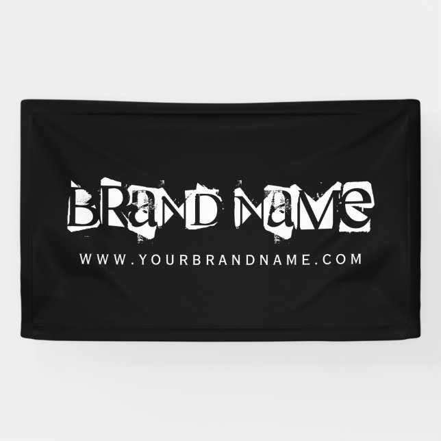 Banderoles Marque moderne Grunge Nom Noir Blanc Avec Site (Horizontal)