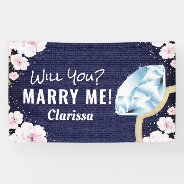 Banderoles Marry Me Diamond Floral (Horizontal)