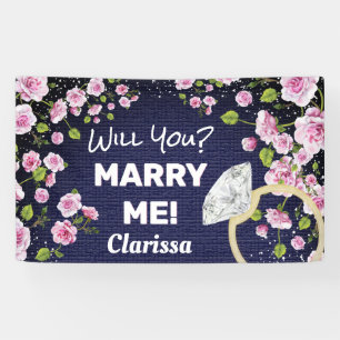 Banderoles Marry Me Diamond Floral