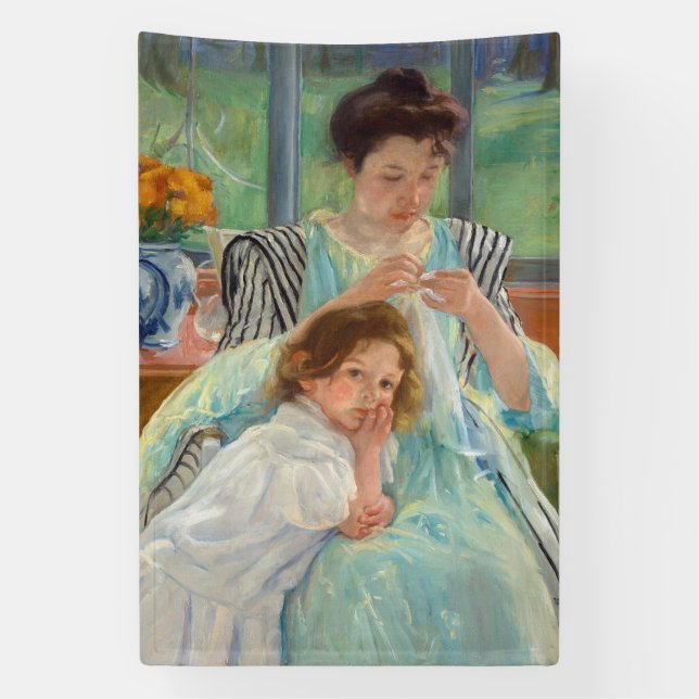Banderoles Mary Cassatt - Jeune Mère Cousant (Verticale)