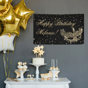 Banderoles Mascarade masque élégante parties scintillant or c