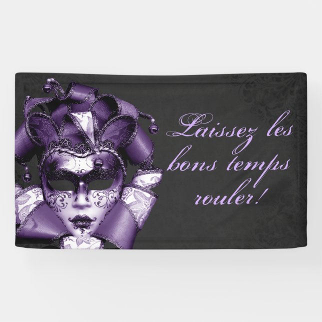 Banderoles Mascarade violette Mardi Gras (Horizontal)