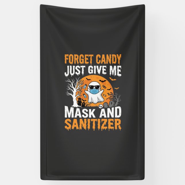 Banderoles Masque et désinfectant Halloween Ghost Design_1 (Vertical)