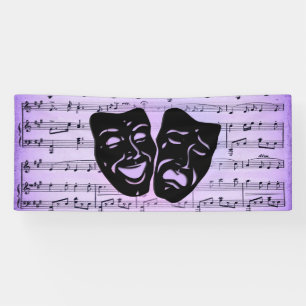 Banderoles Masques de musique et de théâtre violets