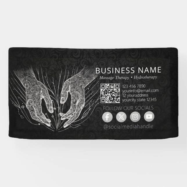 Banderoles Massage Thérapie Guérison Mains Énergie Spa Bien-ê (Horizontal)