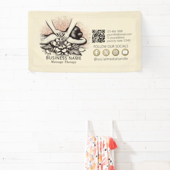 Banderoles Massage Thérapie Guérison Mains Énergie Spa Bien-ê (Insitu)