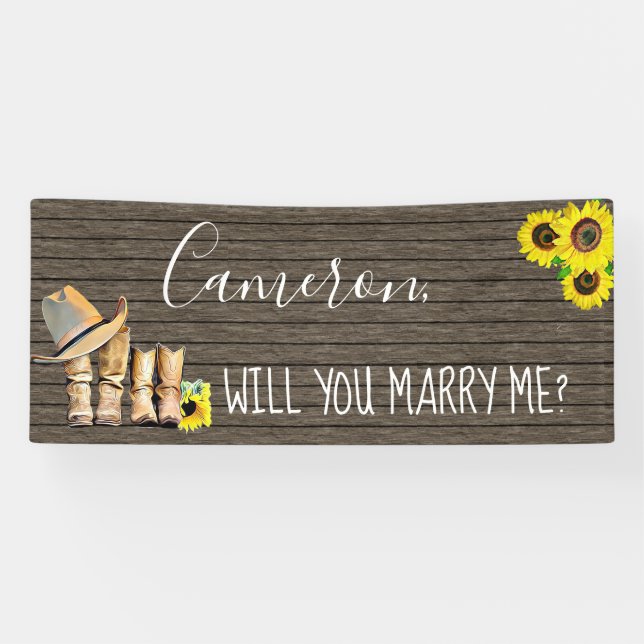 Banderoles Me marierez-vous Romantique Proposition (Horizontal)