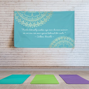 Banderoles Méditation Yoga Instructeur Blue Gold Mandala Cita