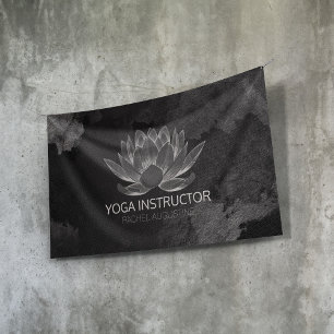 Banderoles Méditation YOGA instructeur Reiki noir blanc Lotus