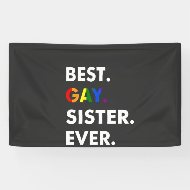 Banderoles Meilleure Soeur Gay Jamais Drôle LGBT Rainbow Prid (Horizontal)