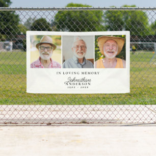 Banderoles Mémoire d'amour Moderne Stylish 3-Photo Funéraille