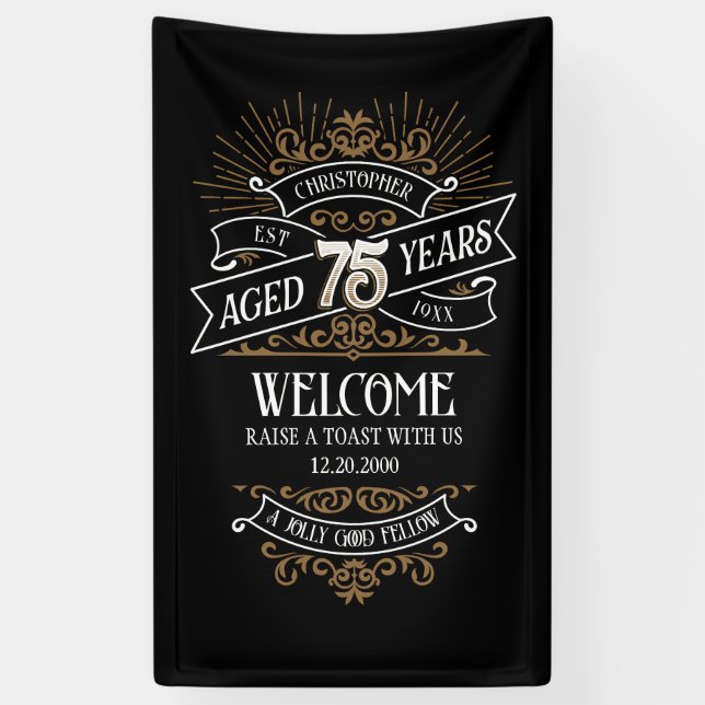 Banderoles Mens Funny Whiskey 75e anniversaire (Vertical)