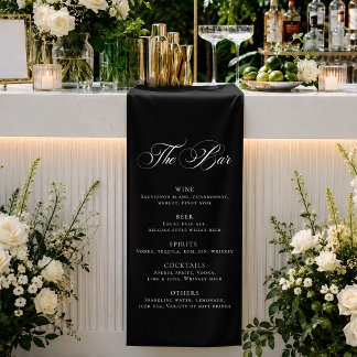 Banderoles Menu de bar de mariage noir classique Décor de réc