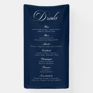 Banderoles Menu de boissons de mariage à calligraphie bleue c