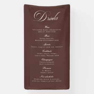 Banderoles Menu de boissons de mariage à la calligraphie marr